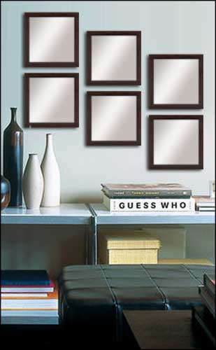 6 Decorative Mirrors in Brown Frame